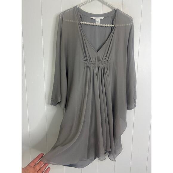 Diane Von Furstenberg Fleurette Silk Dress Size 4 Women‎ Sheer Dove Gray - Picture 7 of 10